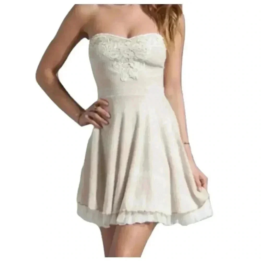 Free People Twinkle & Twirl Skater Dress Ice Combo M Beaded Lace Straps